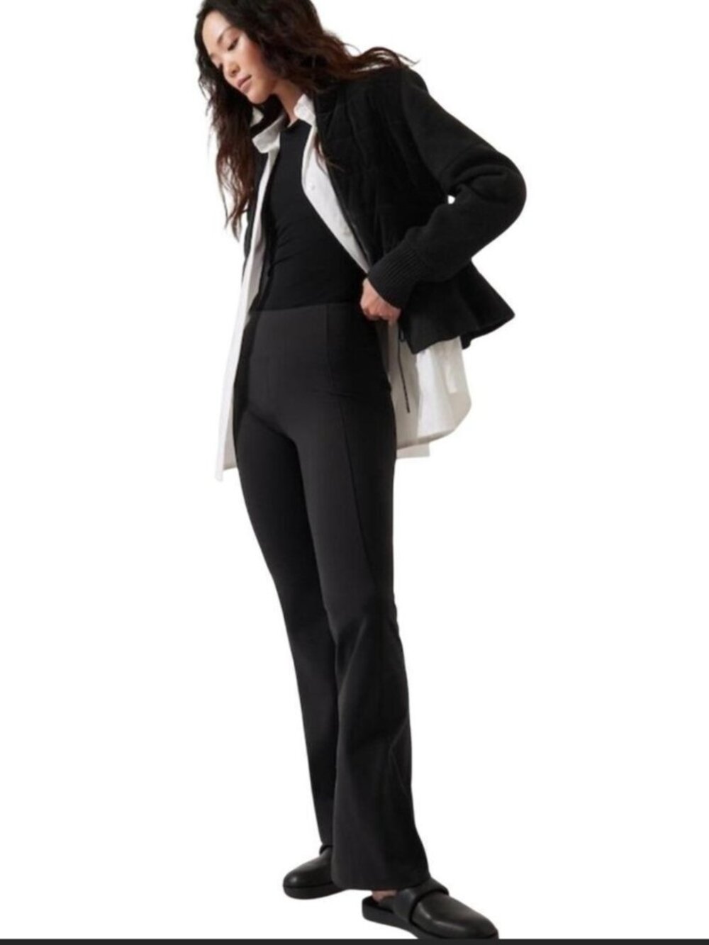 Athleta Delancey Flare Pants Women's S Black High Waist Flared Yoga Gym Pockets